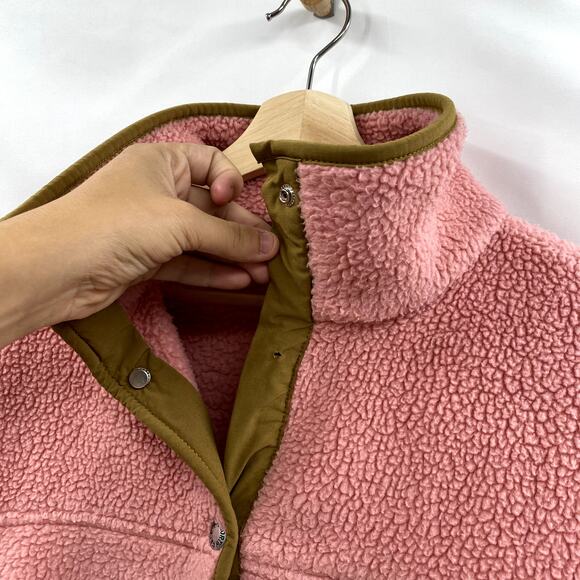 North Face Pink Sherpa Button Jacket Fleece - Picture 4 of 6